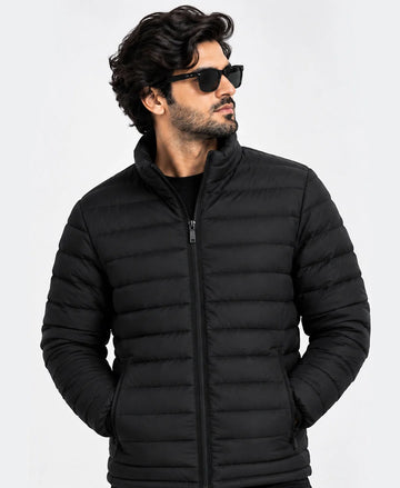 Stand Collar Puffer Jacket (Black)